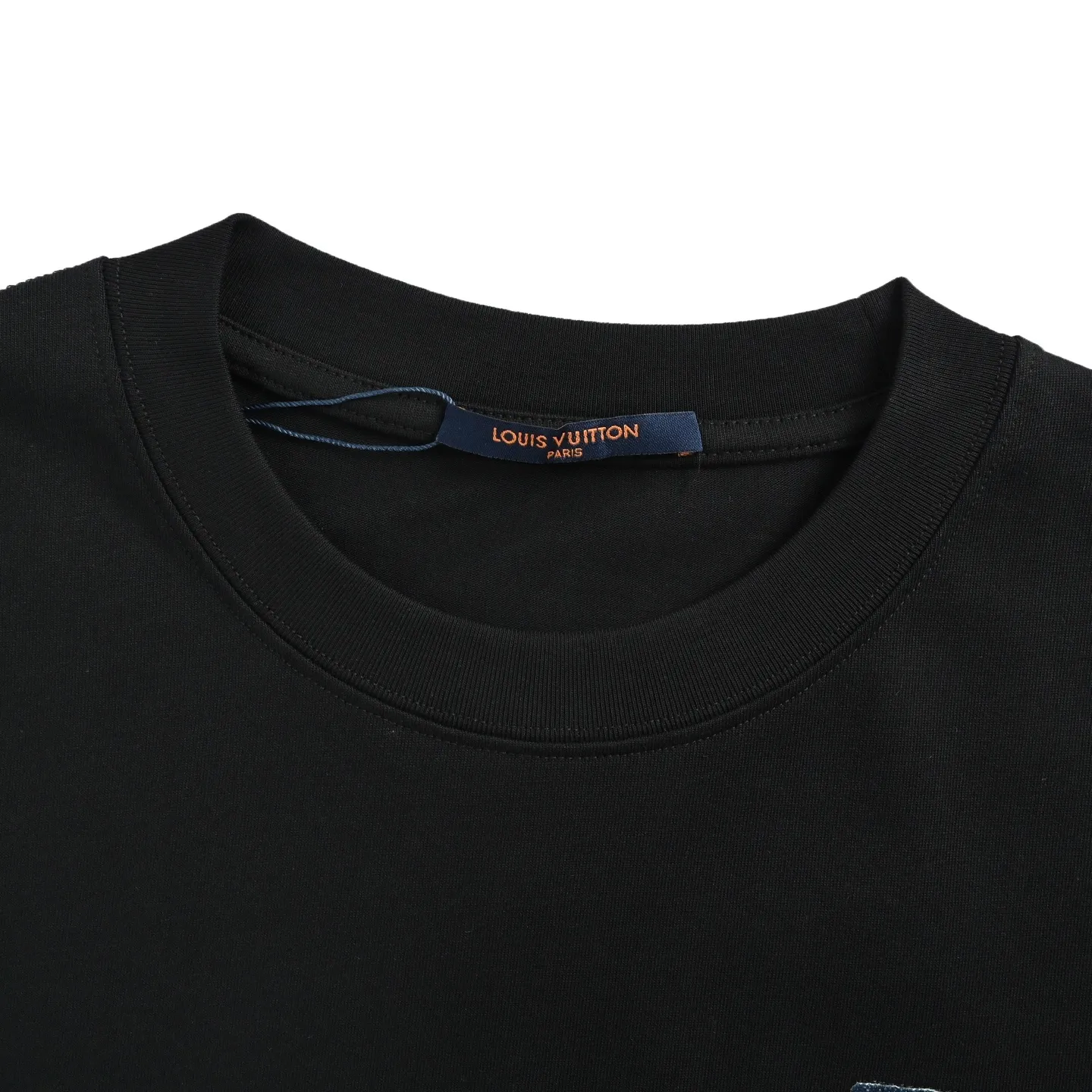 Louis Vuitton/Louis Vuitton 26ss denim patch presbyopic letter embroidered short sleeves